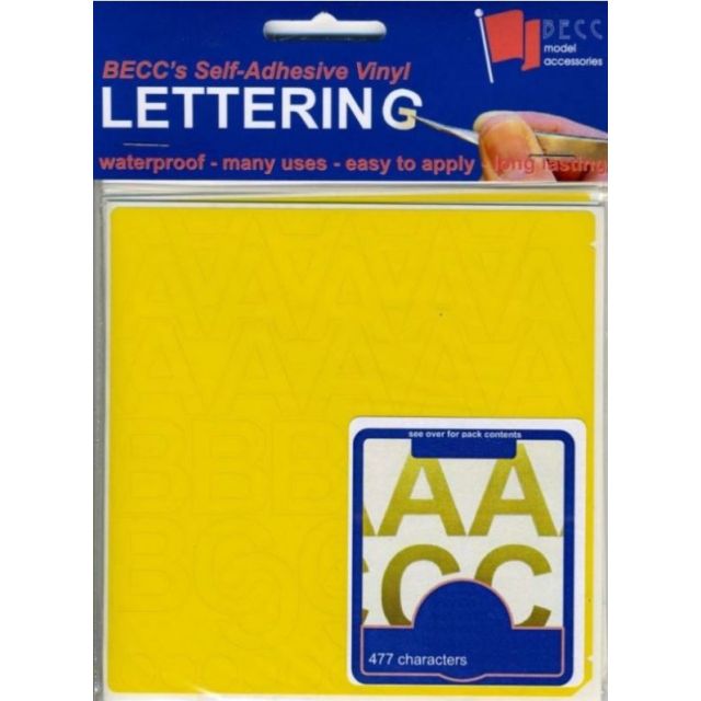 Becc - Arial Lettering Pack 2mm Yellow - 2AY